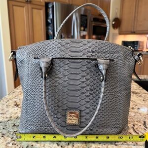 Dooney & Bourke Gray Embossed Leather Alligator Print Women's Bag